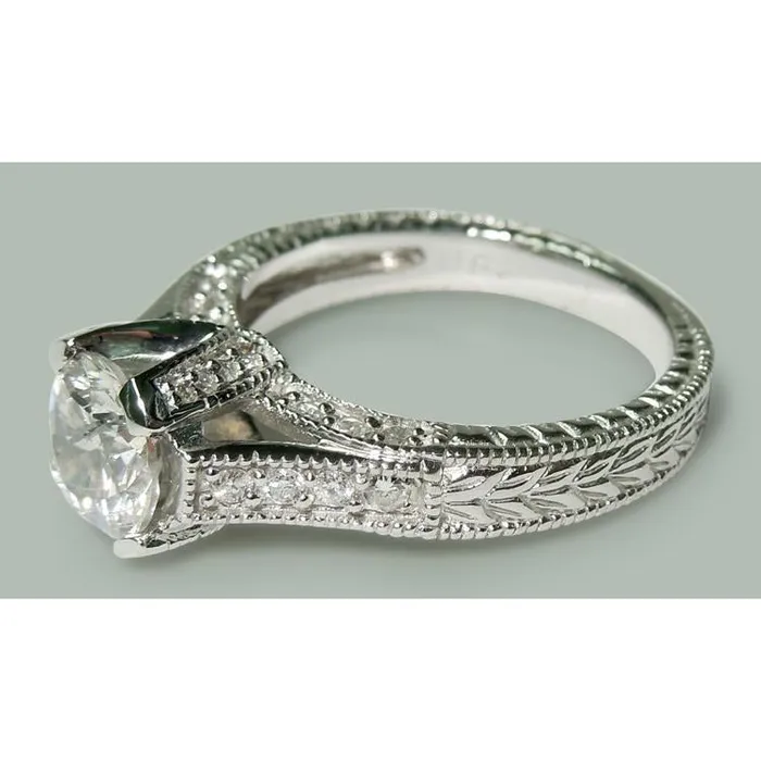 GB 175 Ct Round Natural Earth Mined Diamonds White Gold Solitaire With Accents Ring Rings