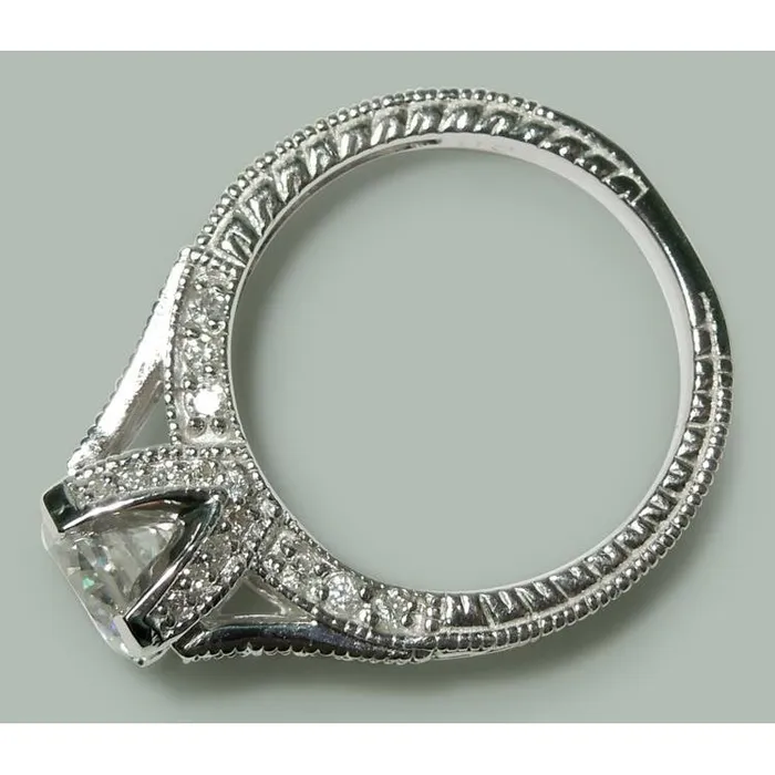GB 175 Ct Round Natural Earth Mined Diamonds White Gold Solitaire With Accents Ring Rings