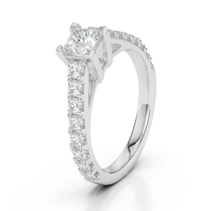 GB 235 Ct Princess And Round Cut Natural Earth Mined Diamonds Wedding Ring White Gold 14K Rings GB 235 Ct Princess And Round Cut Natural Earth Mined Diamonds Wedding Ring White Gold 14K Rings