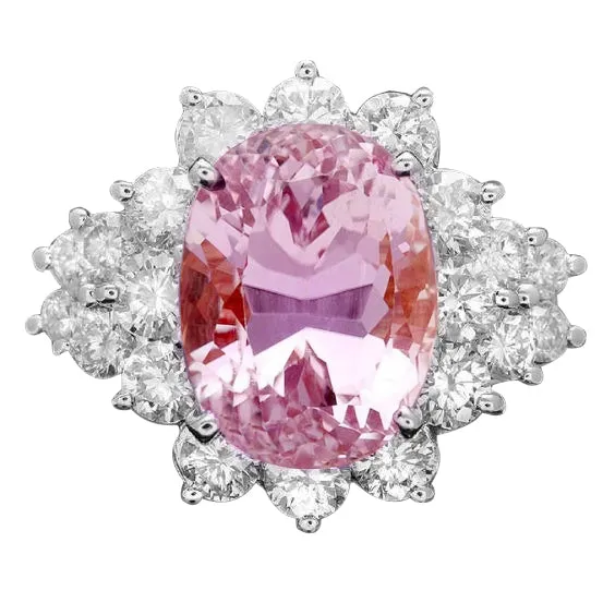 GB 3050 Carats Pink Kunzite Gem Stone Ring White Gold Fancy Jewelry Rings