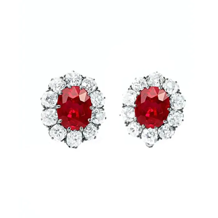 GB 560 Carats Red Ruby And Natural Earth Mined Diamond Stud Earring White Gold 14K Earrings GB 560 Carats Red Ruby And Natural Earth Mined Diamond Stud Earring White Gold 14K Earrings