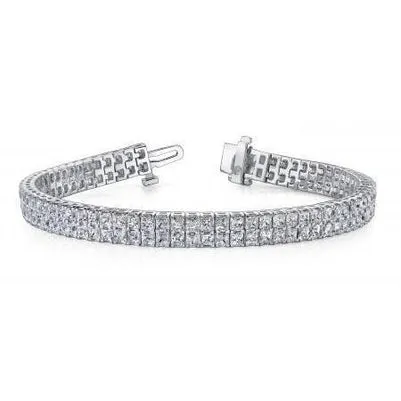 GB Bracelets 14 Ct Sparkling Princess Brilliant Cut Natural Earth Mined Diamond Tennis Bracelet WG 14K GB Bracelets 14 Ct Sparkling Princess Brilliant Cut Natural Earth Mined Diamond Tennis Bracelet WG 14K