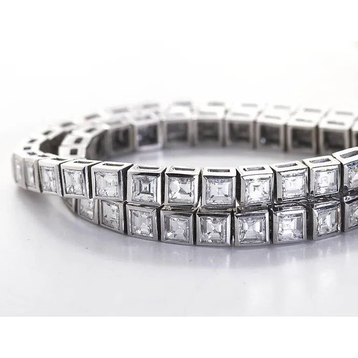 GB Bracelets 14K White Gold Jewelry Princess Cut 12 Ct Natural Earth Mined Diamond Tennis Bracelet GB Bracelets 14K White Gold Jewelry Princess Cut 12 Ct Natural Earth Mined Diamond Tennis Bracelet
