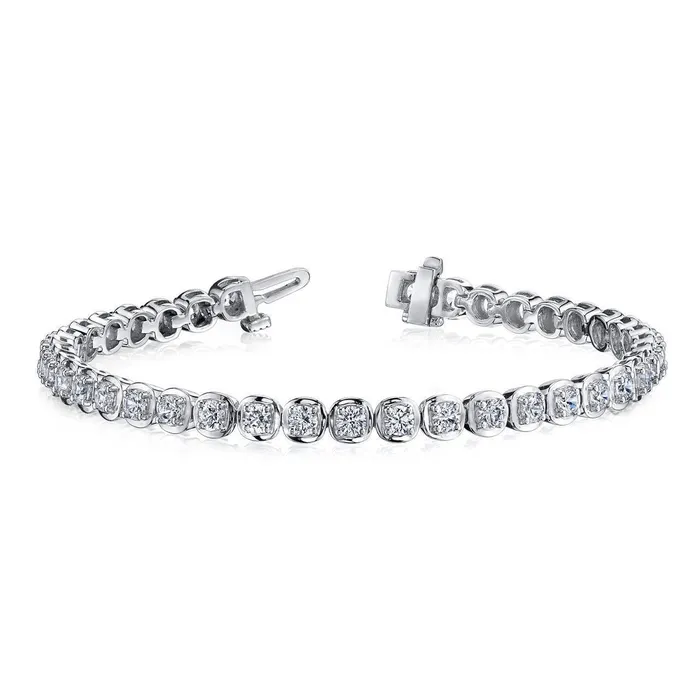 GB Bracelets Natural Earth Mined Diamond Tennis Bracelet 585 Ct Round 39 Stones WG 14K GB Bracelets Natural Earth Mined Diamond Tennis Bracelet 585 Ct Round 39 Stones WG 14K