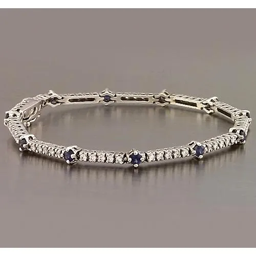 GB Bracelets Tennis Bracelet Blue Sapphire Natural Earth Mined Diamond 840 Carats White Gold 14K GB Bracelets Tennis Bracelet Blue Sapphire Natural Earth Mined Diamond 840 Carats White Gold 14K