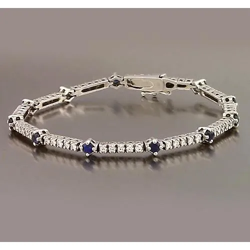 GB Bracelets Tennis Bracelet Blue Sapphire Natural Earth Mined Diamond 840 Carats White Gold 14K GB Bracelets Tennis Bracelet Blue Sapphire Natural Earth Mined Diamond 840 Carats White Gold 14K