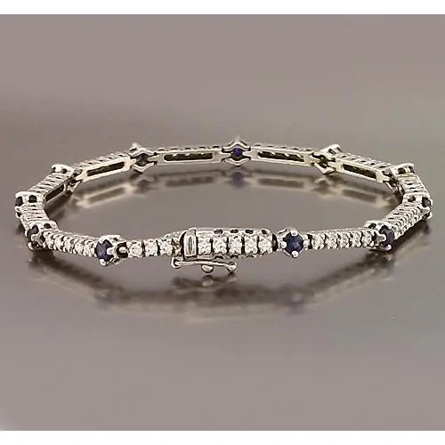 GB Bracelets Tennis Bracelet Blue Sapphire Natural Earth Mined Diamond 840 Carats White Gold 14K GB Bracelets Tennis Bracelet Blue Sapphire Natural Earth Mined Diamond 840 Carats White Gold 14K