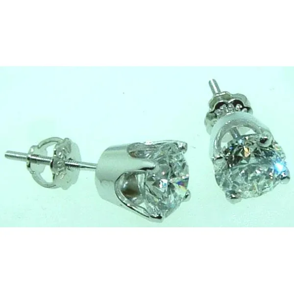 GB Earrings 2 Carats Natural Earth Mined Diamond Studs Earrings Crown Setting Women Jewelry Round