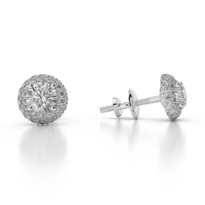 GB Earrings 450 Carats Natural Earth Mined Diamonds Women Studs Halo Earrings White Gold 14K GB Earrings 450 Carats Natural Earth Mined Diamonds Women Studs Halo Earrings White Gold 14K