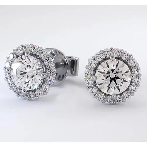 GB Earrings Halo Natural Earth Mined Diamond Stud Earrings 232 Carats GB Earrings Halo Natural Earth Mined Diamond Stud Earrings 232 Carats
