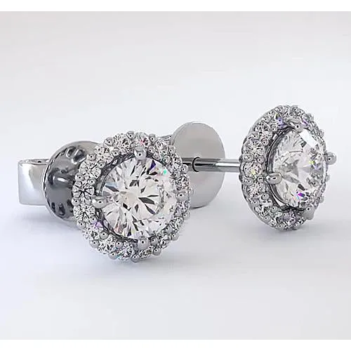 GB Earrings Halo Natural Earth Mined Diamond Stud Earrings 232 Carats GB Earrings Halo Natural Earth Mined Diamond Stud Earrings 232 Carats