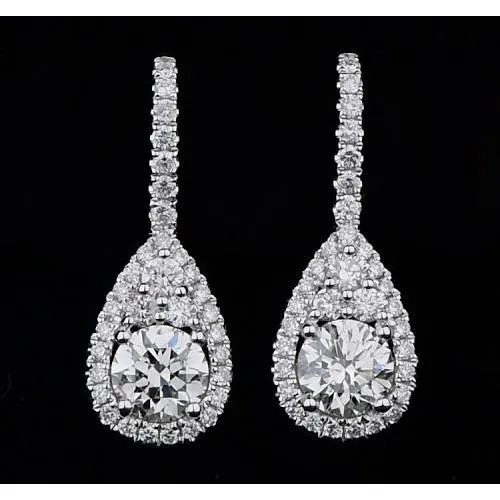 GB Earrings Real Natural Earth Mined Diamond Earrings Pear Shape Round Diamonds 4 Carats Ladies Jewelry GB Earrings Real Natural Earth Mined Diamond Earrings Pear Shape Round Diamonds 4 Carats Ladies Jewelry