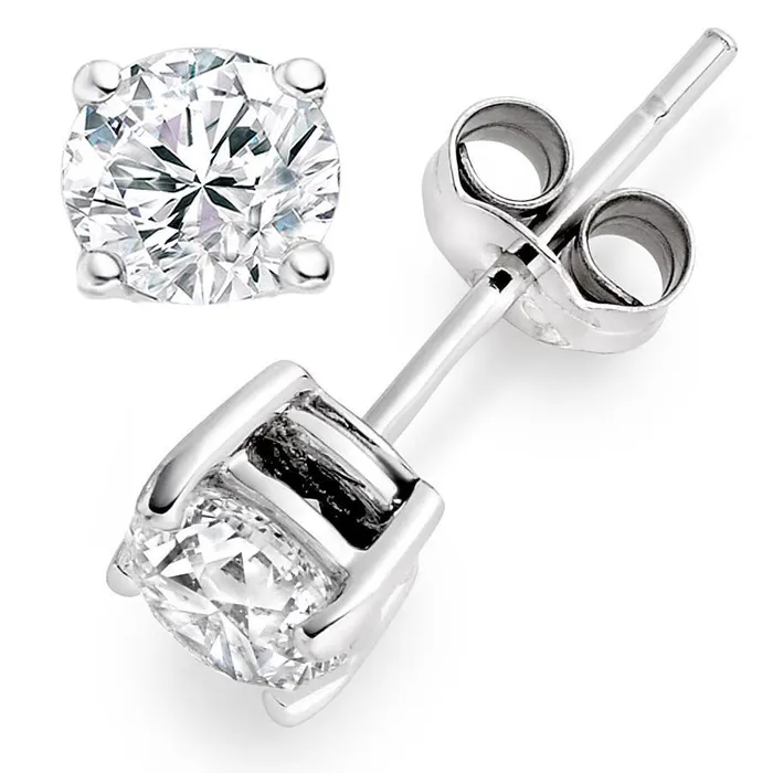 GB Earrings Round Natural Earth Mined Diamond Stud Earrings 160 Carats White Gold 14K GB Earrings Round Natural Earth Mined Diamond Stud Earrings 160 Carats White Gold 14K