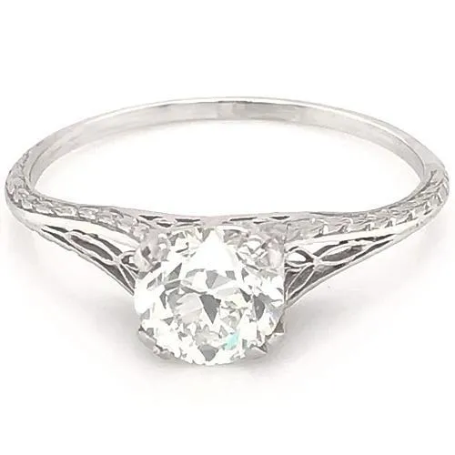 GB Natural Earth Mined Diamond Solitaire Engagement Ring 1 Carat Filigree White Gold 14K Rings GB Natural Earth Mined Diamond Solitaire Engagement Ring 1 Carat Filigree White Gold 14K Rings