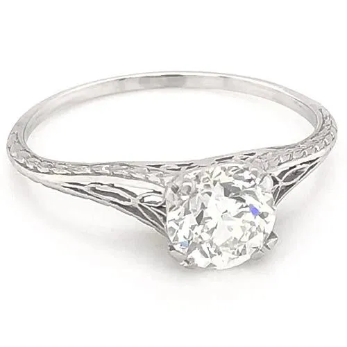 GB Natural Earth Mined Diamond Solitaire Engagement Ring 1 Carat Filigree White Gold 14K Rings GB Natural Earth Mined Diamond Solitaire Engagement Ring 1 Carat Filigree White Gold 14K Rings