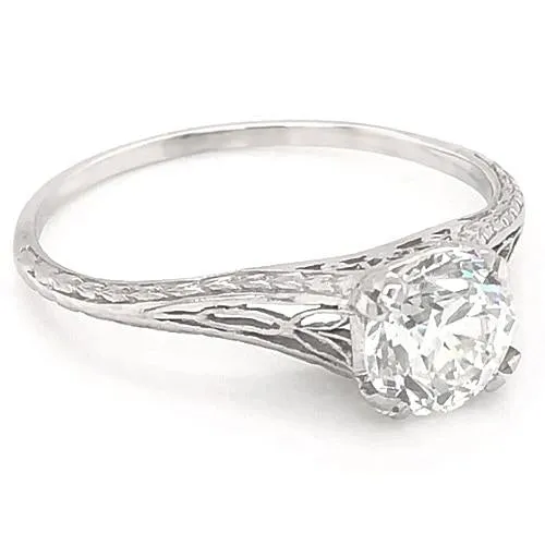 GB Natural Earth Mined Diamond Solitaire Engagement Ring 1 Carat Filigree White Gold 14K Rings GB Natural Earth Mined Diamond Solitaire Engagement Ring 1 Carat Filigree White Gold 14K Rings