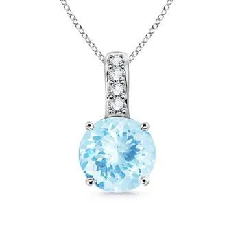 GB Necklaces 1350 Ct Brilliant Cut Aquamarine And Natural Earth Mined Diamonds Pendant White Gold GB Necklaces 1350 Ct Brilliant Cut Aquamarine And Natural Earth Mined Diamonds Pendant White Gold