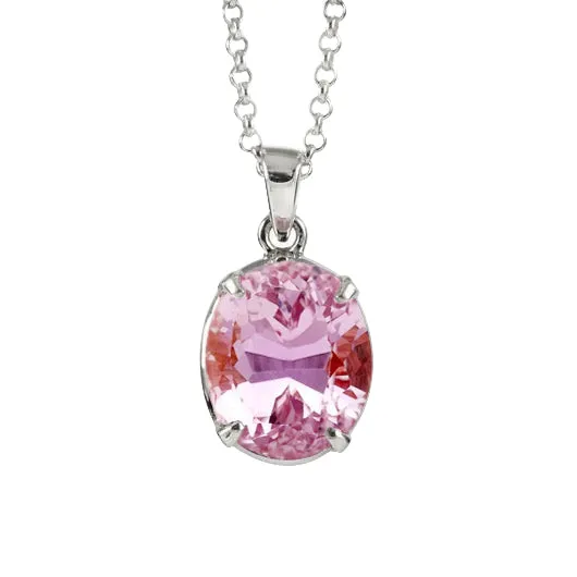 GB Necklaces 21 Carats Oval Pink Kunzite Necklace Pendant White Gold Jewelry New GB Necklaces 21 Carats Oval Pink Kunzite Necklace Pendant White Gold Jewelry New