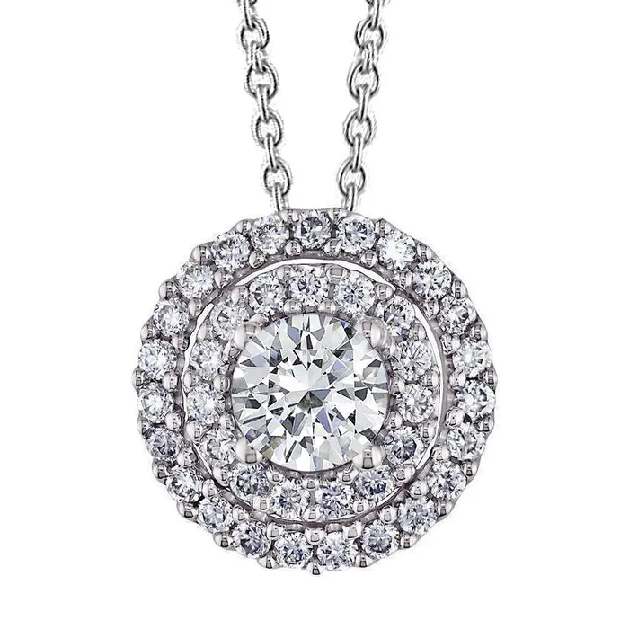 GB Necklaces Beautiful Double Halo Natural Earth Mined Diamond Slide Pendant 560 Carats Gold Jewelry GB Necklaces Beautiful Double Halo Natural Earth Mined Diamond Slide Pendant 560 Carats Gold Jewelry