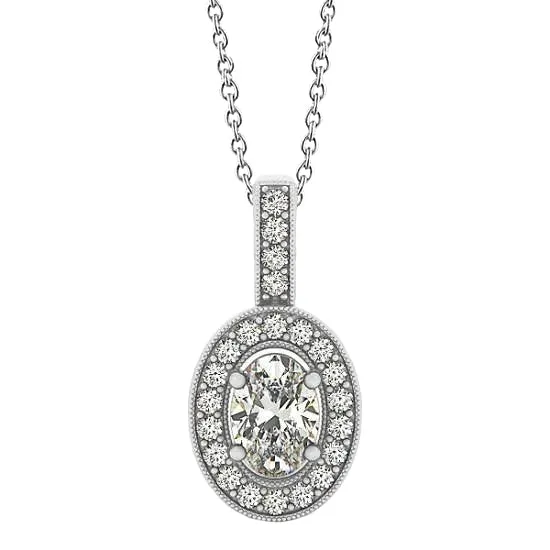 GB Necklaces Oval Round Natural Earth Mined Diamond Pendant Necklace 150 Carats Without Chain WG 14K GB Necklaces Oval Round Natural Earth Mined Diamond Pendant Necklace 150 Carats Without Chain WG 14K