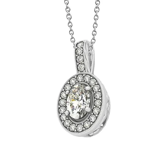 GB Necklaces Oval Round Natural Earth Mined Diamond Pendant Necklace 150 Carats Without Chain WG 14K