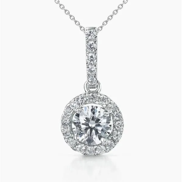 GB Necklaces Round Cut Natural Earth Mined Diamond Pendant Necklace 171 Carats White Gold 14K GB Necklaces Round Cut Natural Earth Mined Diamond Pendant Necklace 171 Carats White Gold 14K