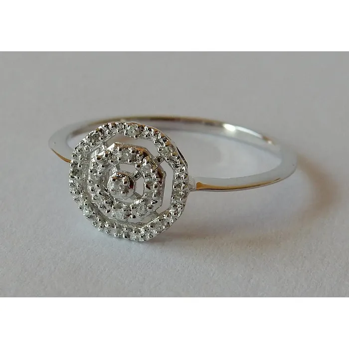 GB Rings 050 Carats Natural Earth Mined Diamond Ring Double Halo Style White Gold 14K