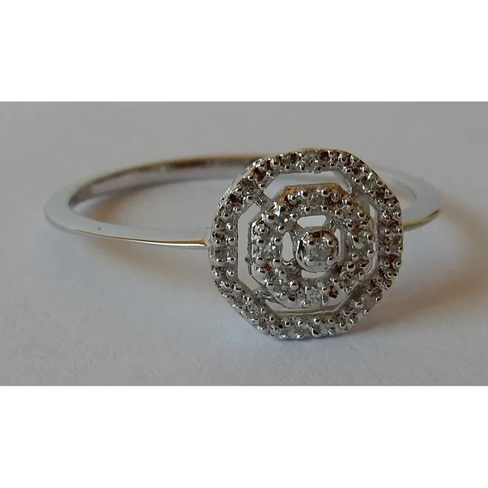 GB Rings 050 Carats Natural Earth Mined Diamond Ring Double Halo Style White Gold 14K