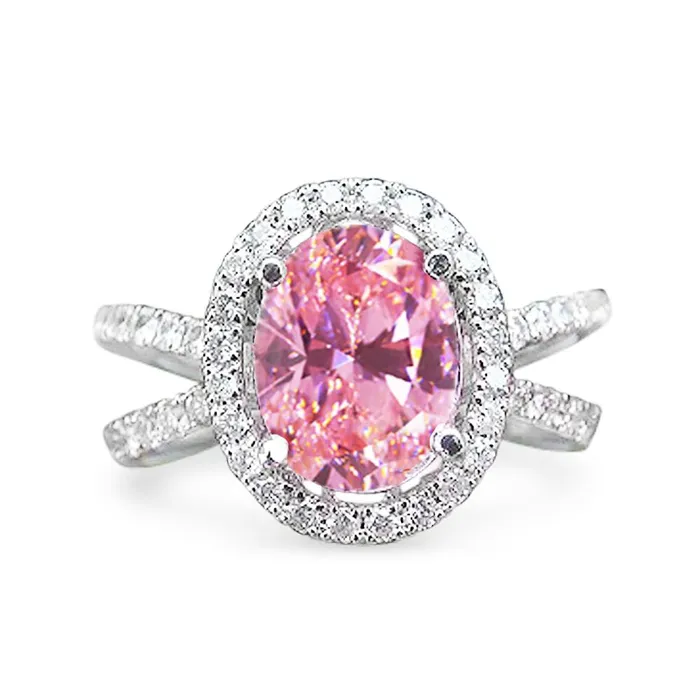 GB Rings 425 Carats Pink Sapphire And Natural Earth Mined Diamonds Wedding Ring 14K White Gold GB Rings 425 Carats Pink Sapphire And Natural Earth Mined Diamonds Wedding Ring 14K White Gold