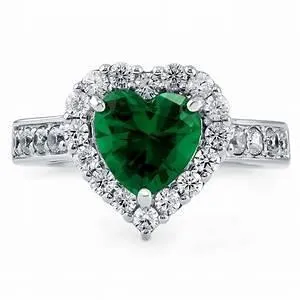 GB Rings 5 Carats Heart Cut Green Emerald And Natural Earth Mined Diamond Ring White Gold 14K GB Rings 5 Carats Heart Cut Green Emerald And Natural Earth Mined Diamond Ring White Gold 14K