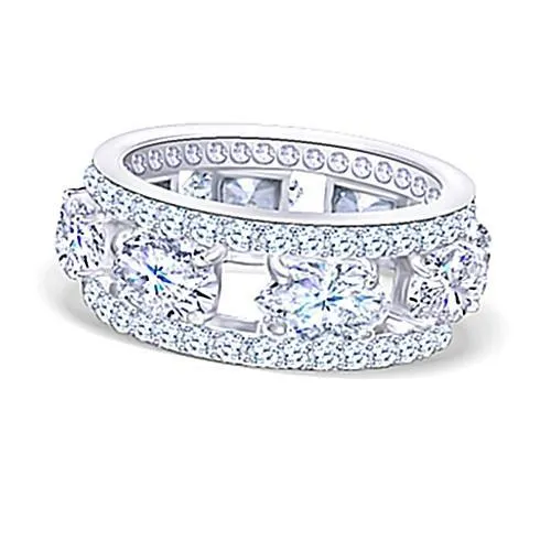 GB Rings 8 Carats Classic Sandwich Natural Earth Mined Diamond Eternity Band White Gold 14K GB Rings 8 Carats Classic Sandwich Natural Earth Mined Diamond Eternity Band White Gold 14K