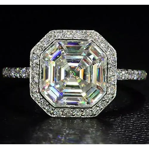 GB Rings Elegant 8 Carat Halo Asscher Lab Grown Large Diamond Ring