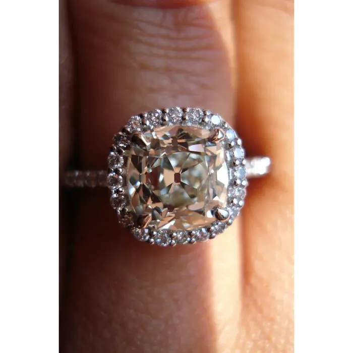 GB Rings Like Antique Cushion Cut Natural Earth Mined Diamond Ring