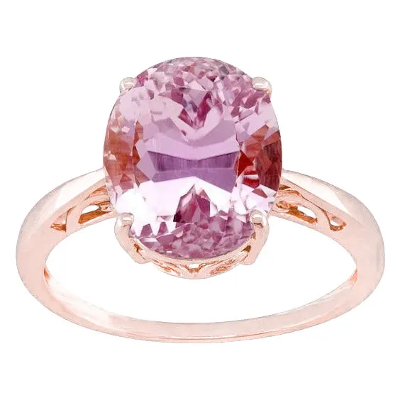 GB Rings Oval Cut 19 Ct Solitaire Pink Kunzite Wedding Ring Rose Gold 14K GB Rings Oval Cut 19 Ct Solitaire Pink Kunzite Wedding Ring Rose Gold 14K