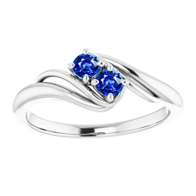 GB Rings Sapphire Prong Setting 1 Carat Ring Bypass Shank White Gold 14K