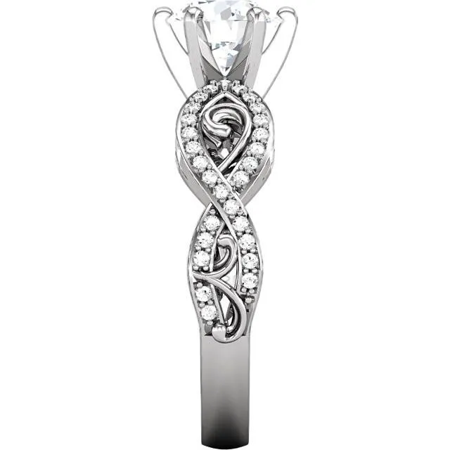 GB Rings Solitaire With Accents 211 Carat Round Genuine Natural Earth Mined Diamond Fancy Ring WG 14K