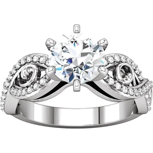 GB Rings Solitaire With Accents 211 Carat Round Genuine Natural Earth Mined Diamond Fancy Ring WG 14K