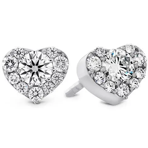 GB Round Brilliant Cut Halo Heart Style Natural Earth Mined Diamond Stud Earring Earrings GB Round Brilliant Cut Halo Heart Style Natural Earth Mined Diamond Stud Earring Earrings