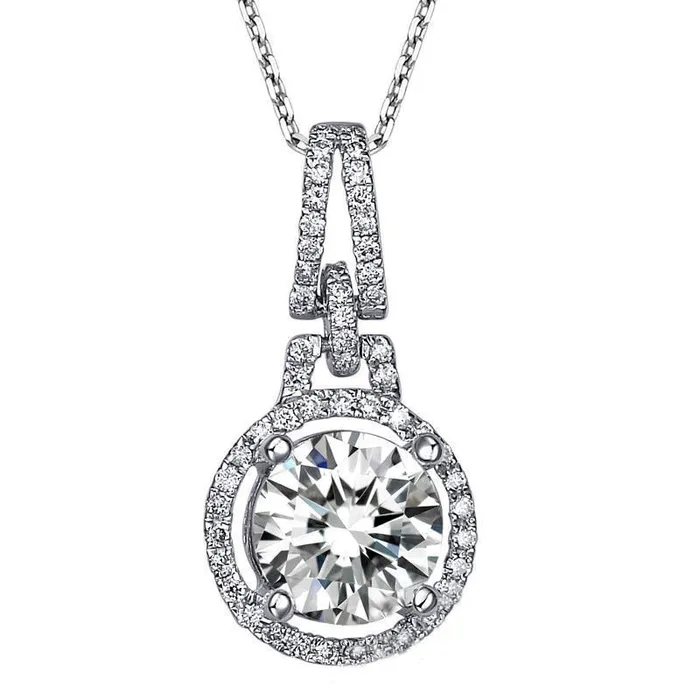 GB Sparkling 275 Carats Real Natural Earth Mined Diamonds Pendant Necklace White Gold Necklaces GB Sparkling 275 Carats Real Natural Earth Mined Diamonds Pendant Necklace White Gold Necklaces