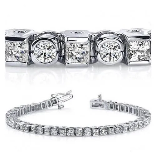 GB Tennis Bracelet White Gold 14K 805 Ct Princess Round Cut Natural Earth Mined Diamond Bracelets GB Tennis Bracelet White Gold 14K 805 Ct Princess Round Cut Natural Earth Mined Diamond Bracelets