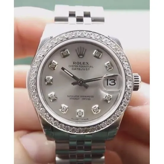 GB Watches Custom Diamond Bezel Midsize Rolex Datejust Watch Ss 5 Carat