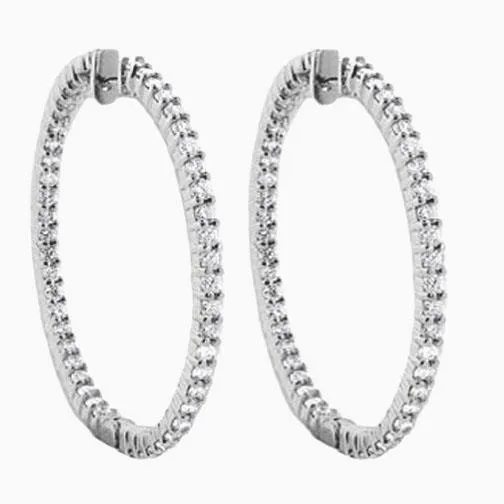 GB Women Hoop Earrings 460 Carats Round Cut Natural Earth Mined Diamonds Gold White 14K Earrings