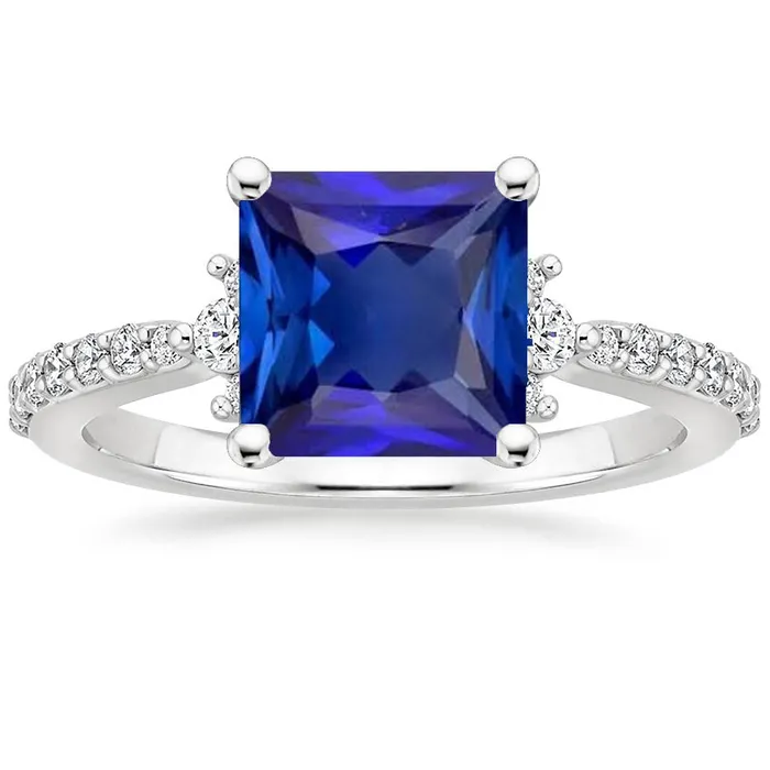 Gemstone Ring Princess Blue Sapphire With Accents White Gold 6 Carats HarryChadEntcom Rings Gemstone Ring Princess Blue Sapphire With Accents White Gold 6 Carats HarryChadEntcom Rings
