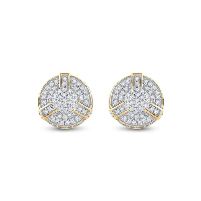 GND Earrings GND YellowTone Sterling Silver Mens Diamond 3D Disk Circle Earrings 14 Cttw GND Earrings GND YellowTone Sterling Silver Mens Diamond 3D Disk Circle Earrings 14 Cttw