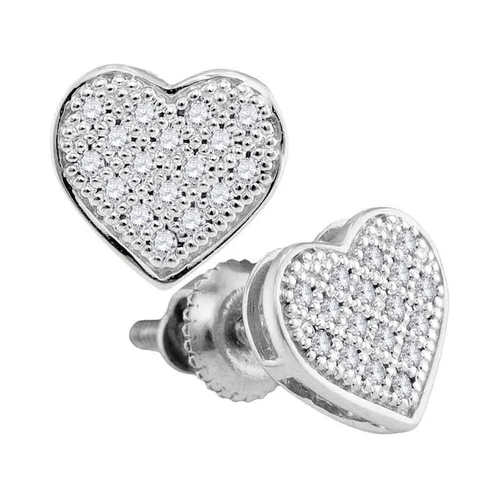 GND GND 10kt White Gold Womens Round Diamond Heart Cluster Stud Earrings 110 Cttw Earrings GND GND 10kt White Gold Womens Round Diamond Heart Cluster Stud Earrings 110 Cttw Earrings
