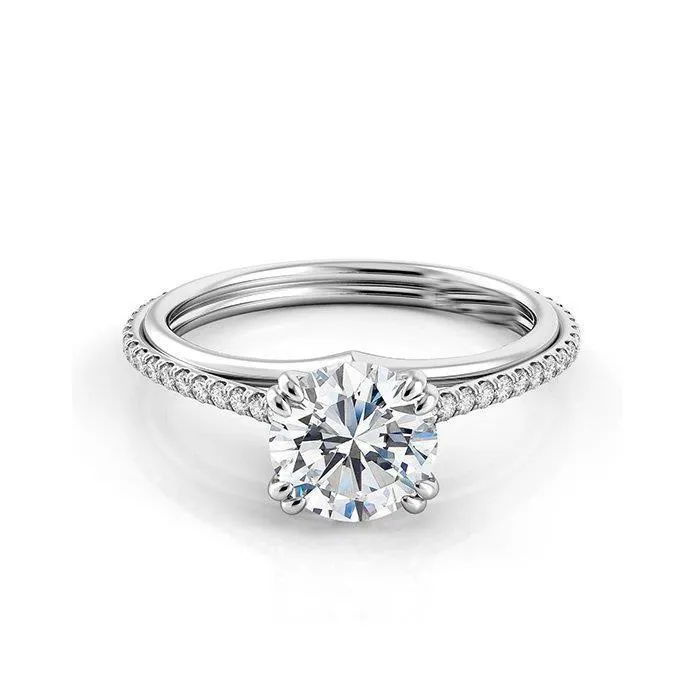 Gorgeous Round Brilliant 4 Carats Genuine Natural Earth Mined Diamond Solitaire Ring With Accent GB Rings Gorgeous Round Brilliant 4 Carats Genuine Natural Earth Mined Diamond Solitaire Ring With Accent GB Rings