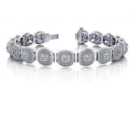 Gorgeous Round Cut 1050 Carats Natural Earth Mined Diamonds Link Bracelet White Gold 14K GB Bracelets Gorgeous Round Cut 1050 Carats Natural Earth Mined Diamonds Link Bracelet White Gold 14K GB Bracelets
