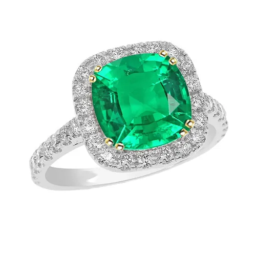 HarryChadEntcom Cushion Green Emerald Halo Ring Formal Jewelry Rings