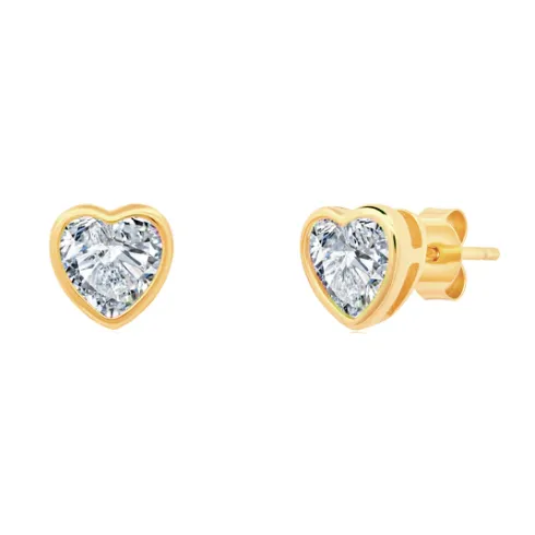 HarryChadEntcom Earrings 2 Carats Heart Bezel Earth Mined Diamond Stud Earrings Yellow Gold HarryChadEntcom Earrings 2 Carats Heart Bezel Earth Mined Diamond Stud Earrings Yellow Gold