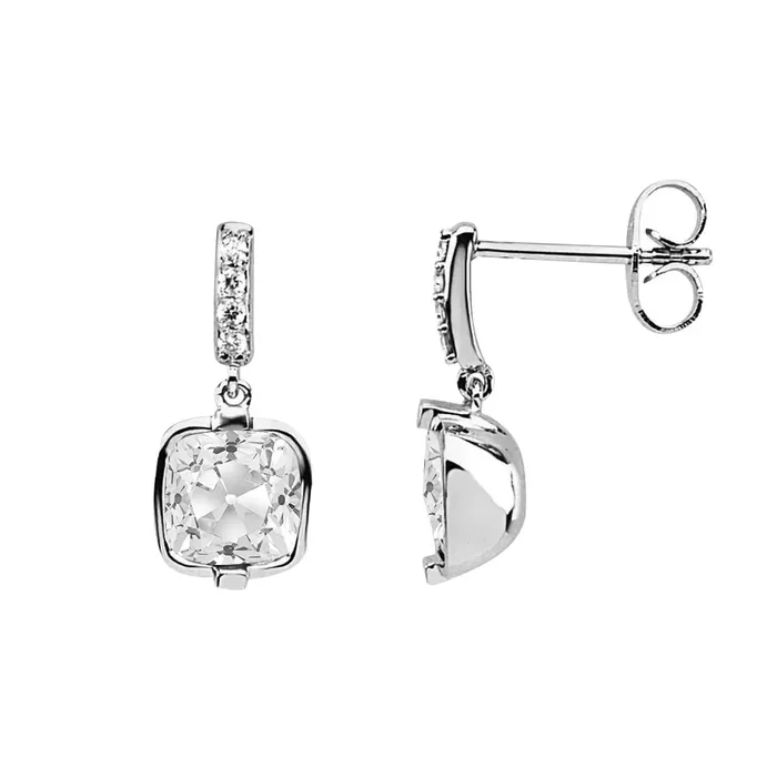 HarryChadEntcom Earrings Cushion Old Cut Mined Diamond Drop Earrings Bezel Set Jewelry 450 Carats HarryChadEntcom Earrings Cushion Old Cut Mined Diamond Drop Earrings Bezel Set Jewelry 450 Carats